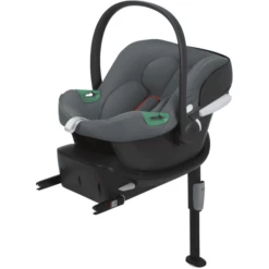 Cybex SILVER Babyschale Aton B2 I-Size Steel Grey Inklusive Cybex GOLD Basisstation Base One